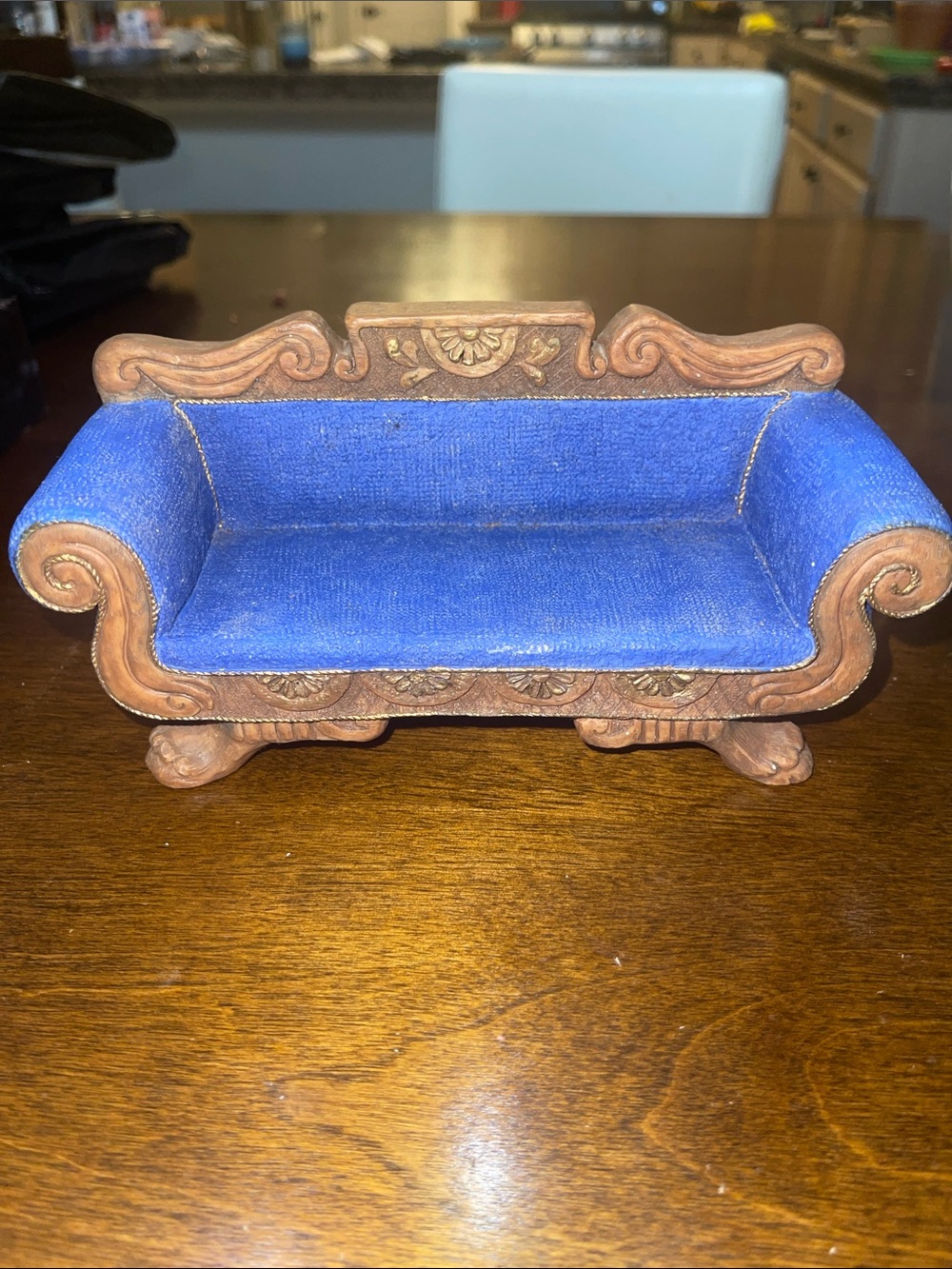 1997 Stone Critters Blue Empire Settee Miniature Sofa UDC Rare Dollhouse